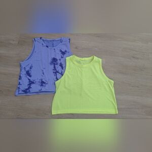 Lululemon Lot Of Two Tops Neon Yellow And Purple Tie Dye Women Size Large